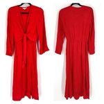 Top Shop Women's Snake Print‎ Tie Front High Split Side Midi Dress Red Size 8 Photo 1