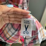 Van Linnen Women's M 100% cotton Plaid Long Sleeve Button Photo 2