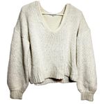Madewell Balloon-Sleeve Sweater Alpaca Wool V-Neck Cable Knitted Off-White Small Photo 1
