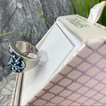 Dillard’s Cocktail Ring Teal Multi Crystals Statement Fashion Size 7 Silver NIB Silver Photo 2