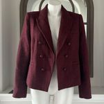 Elie Tahari Double Breasted Tweed Blazer in Burgundy, Size L Retail $495 Photo 10