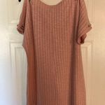 Olivia Blu  Pink Cold Shoulder Ribbed Short Sleeve Silver Accents Top Size Medium Photo 2