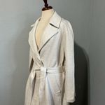 ZARA New Ivory Belted Linen Blend Lapel Collar Christmas Holiday Trench Sz M Photo 14