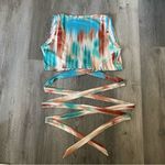 SheIn Wrap Crop Top Small Adjustable Aqua Teal Festival Party Photo 4