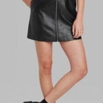 Wild Fable  Faux Leather Zip Front Mini Dress Womens M Y2K Pinafore Black Edgy Photo 0