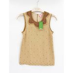 Lilly Pulitzer Almond Tan Kate Gold Beaded Sleeveless Wool Blend Knit Sweater S Photo 3