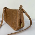 Brahmin Vintage Y2K Croc Embossed Leather Handbag Shoulder Mini Bag Tan Brown Photo 4