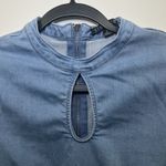 Bodycon Denim Cutout Above Knee Dress Puff Sleeves Size Large Blue Photo 3