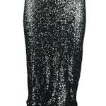 EXPRESS Women's Black Sequin Glitter Knee Length Midi Straight Pencil Skirt 10 Photo 0