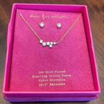 A New Day  Gold and CZ stone necklace and earrings coordinated jewelry set new Photo 0