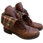 Arizona Jeans Co. Yolanda Woman's Size 9 Brown w Plaid Fold Over Snap Boots Photo 0
