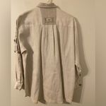 VTG Vintage Amann‎ Handarbeit Linen Leather Accent Traditional Austrian Shirt 38 Tan Size L Photo 3