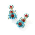 ZARA  BOHEMIAN RETRO ETHNIC STYLE TURQUOISE FLOWER EARRINGS NWT❗️ Photo 5