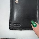 Coach  Signature C Monogram Black Canvas Patent Leather Tri Fold Wallet Photo 7