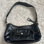 Perlina Vintage  Patent Leather Purse Shoulder Bag Black Pockets Shiny Zip Casual Photo 1