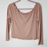 Arizona  XL Pink Crop Like Top with Frilly Shoulders Long Sleeve Photo 2