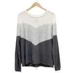 Design History NWT Gray Zip Back Crew Neck Chevron Sweater Women’s Size XL NEW Photo 2