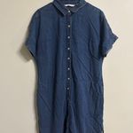 Soft Surroundings  Je Veux Button Up Midi Shirt Dress Blue Size XL Petite New Photo 0