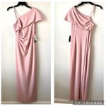 Adrianna Papell  Metallic Knit Draped Gown Rose Pink 4 Photo 3