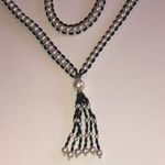 Elegant Black and White Faux Pearl Beaded Boho Necklace Photo 0