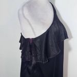  One Shoulder Black Satin Mini Dress Size XS Krisa Black Dress Photo 4