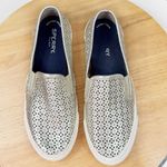 Sperry Seaside Perforated Leather Slip On Sneakers Metallic Sliver 6.5 Photo 6