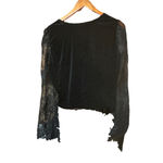 Cider Women's Black Velvet Lace Sleeve Top Size 0XL Photo 2