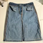Old Navy Vintage 2002 Denim Skirt Short Midi Front‎ Split 100% Cotton Size 4  Photo 10