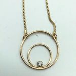 A New Day  Necklace Long Rhinestone Geometric Circles Gold Tone Pendant Photo 1