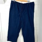 L.L.Bean Navy Classic Fit Cropped Cotton Pants Size XL Blue Photo 0