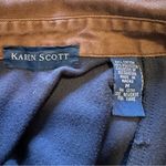 Karen Scott  Novelty Fall Autumn Motif Button Down Shirt Womens Medium Navy Photo 2