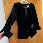 Tadashi Shoji Black Velvet Blazer Jacket Designer Full Back Zipper Party Large Photo 8