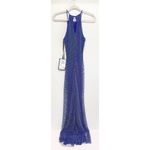 B Darlin Halter Dress Size 5/6 Juniors Embellished Blue Maxi Gown NEW Photo 7