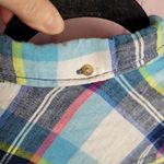 Gilly Hicks  SYDNEY PLAID BUTTON FRONT SHIRT LINEN COTTON BLEND S Photo 7