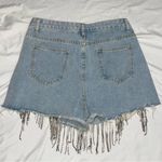 La’ Ros Rhinestone Fringe Cutoff Denim Jean Shorts Blue Size M Photo 1