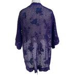 Jessica London Crochet Open Front Cardigan Purple Boho Photo 6