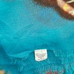 Bright Blue Scarf Orange Roses Semi Sheer With Small Fringe Size 40 Photo 1