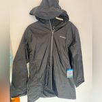 Columbia  Women’s 1XL Charcoal Lightweight Raincoat Switchback Lined Long Jacket Photo 1