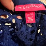 LILLY PULITZER Target Navy BLUE Eyelet SWIMWEAR COVERUP Top with Gold Detail XS Photo 2