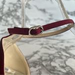 NWT GGBLCS Heels Satin Rhinestone 10.5 Block Heel Pumps Pointed Toe Burgundy Red Photo 10