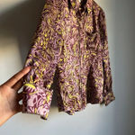 Cinq à Sept Cinq A Sept Purple Blanche Rhinestone Printed Button Front Top Photo 6