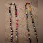 Colorful Vintage Handmade Czech Glass Bead 26" 1960s Mardi Gras Necklace Red Photo 2