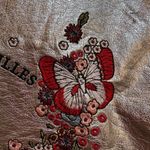 ZARA Outerwear Silver Metallic Bomber Jacket Embroider Floral Butterflies Size M Photo 5