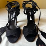 Manolo Blahnik  Cherry Lace-Up Sandals 38.5 Black‎ Suede Ivy Shoe 2003 Remake Photo 1