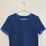 KASPER Blue Black Horizontal Striped Short Sleeve Office Preppy Knit Sweater Top Size 8 Photo 1