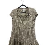Joie  Embroidered Tiered Ruffle Mini Dress Tan Floral Short Sleeve Boho Eyelet Photo 1
