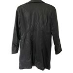 VTG Y2K CS Signature Black Faux Leather Long Club Goth Pleather Matrix Jacket S Photo 1