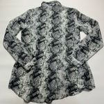 CAbi Semi Sheer Snake Skin Long Sleeve Blouse S Gray Photo 7