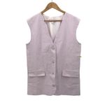 Top Shop Womens Button Front Linen Blend V Neck Oversized Vest Pink Lilac 6 NWT Photo 1