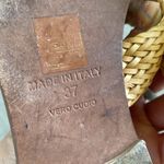 Joie  Size 37 Two Strap Leather Flat Slide Sandal Cream/Brown Neutral Photo 5